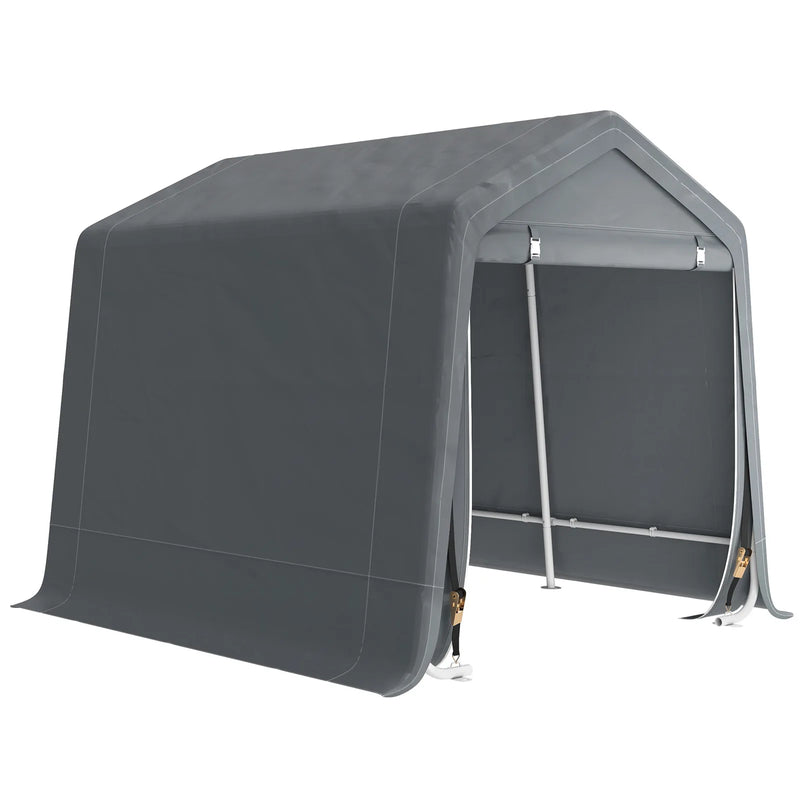 Outsunny 8 x 6.5 ft Outdoor Garden Storage Shed, Waterproof Bike Tent w/ Double Roll-up Zipper Door for Garden Tools, Dark Grey