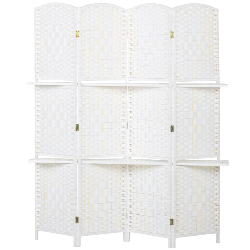 HOMCOM Freestanding Privacy Screen, 4 Panel Folding Room Divider for Living Room, Bedroom and Office, 160 x 170cm, White