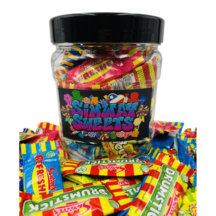 Simway Sweets Jar 615g - Swizzels Mini Bars Mix - Individually Wrapped Sweets - Approximately 56 Pieces