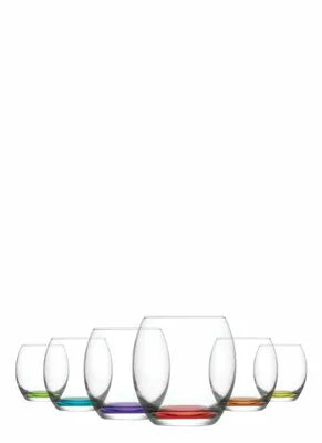 Empire Whiskey Drinking Glasses 405Cc Set Of 6 Coloured Glass (Parcel Rate)