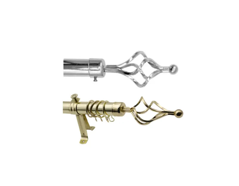 E x tendable Curtain Pole With Twisted Diamond Cage Finials 10 Rings Assorted Colours