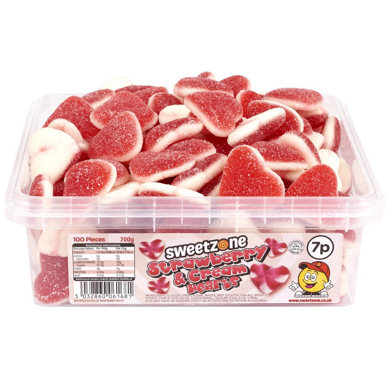Strawberry & Cream Hearts 700g Tub Sweets