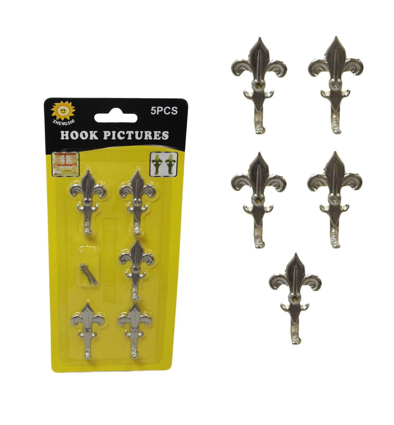 5 Pack Chrome Mini Picture Curtain Hooks With Nails