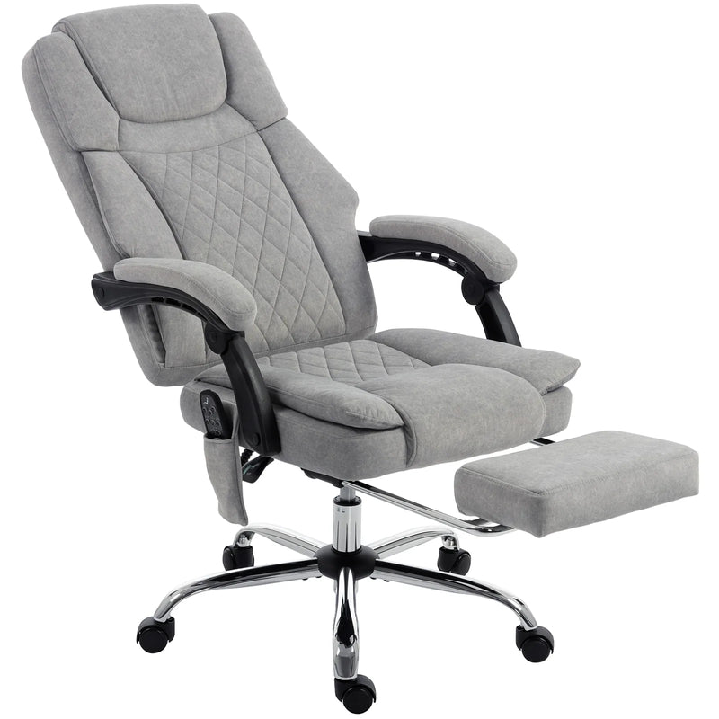 HOMCOM Office Chair with 6-Point Vibration Massage and Heat, Executive Computer Desk Chair with High Back, Reclining, Grey