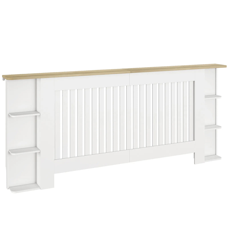 HOMCOM Radiator Cover with Open Storage Shelves, Vertical Slatted Cabinet Shelf Heater Cover for Living Room, Hallway, Extra Large, White