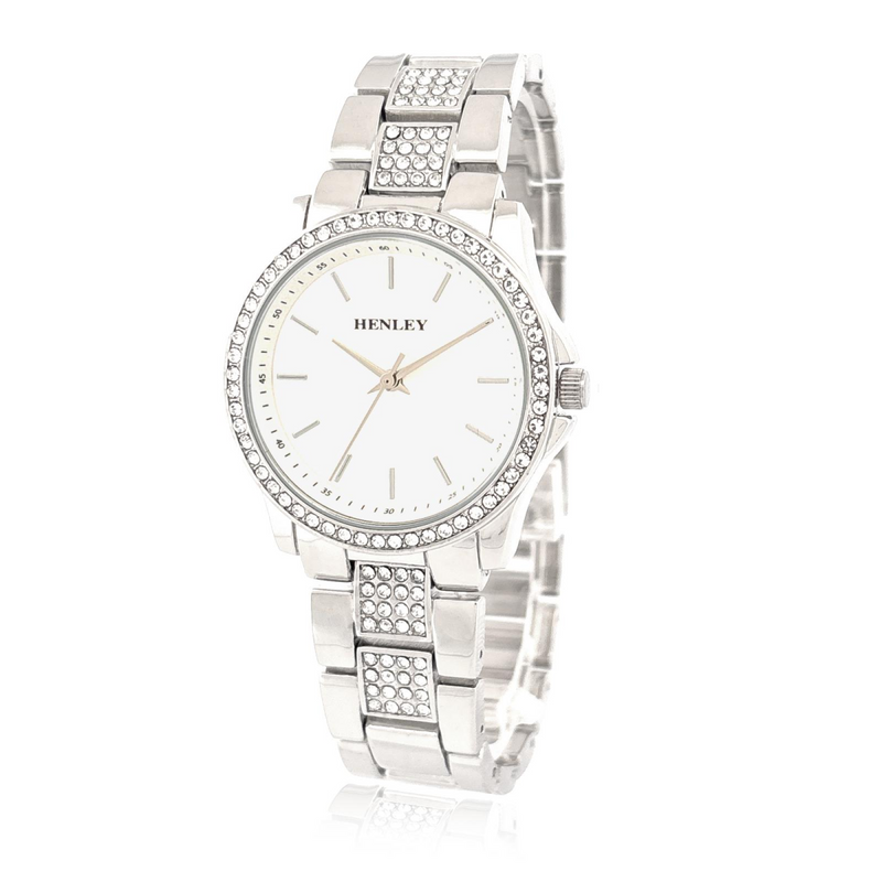Henley Ladies Fashion Bling Silver Dial & Silver Bracelet Watch H07342