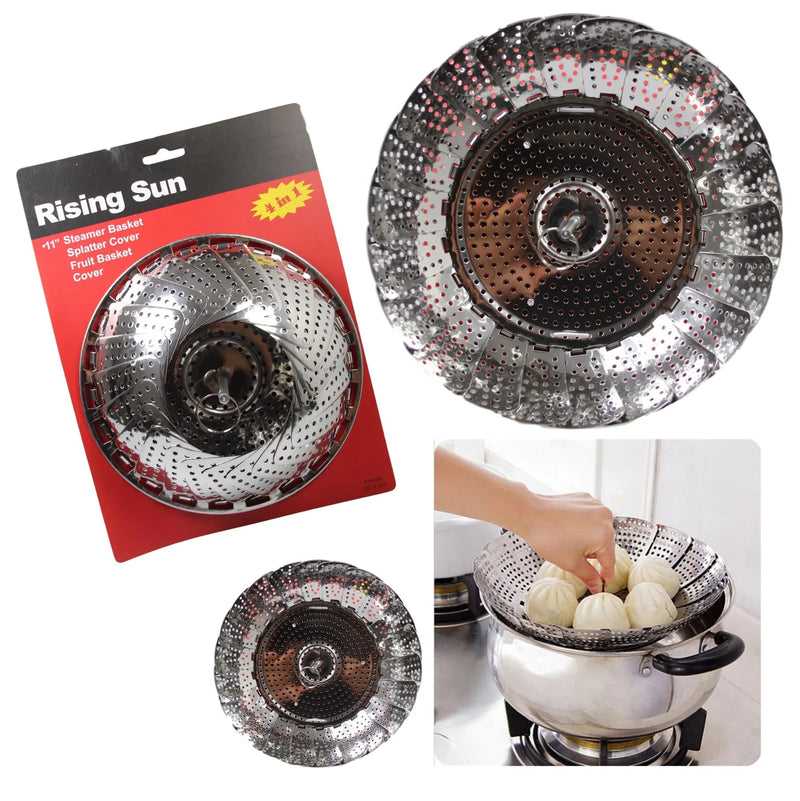 Stainless Steel Vegetable Food Steamer Basket Bowl 11"