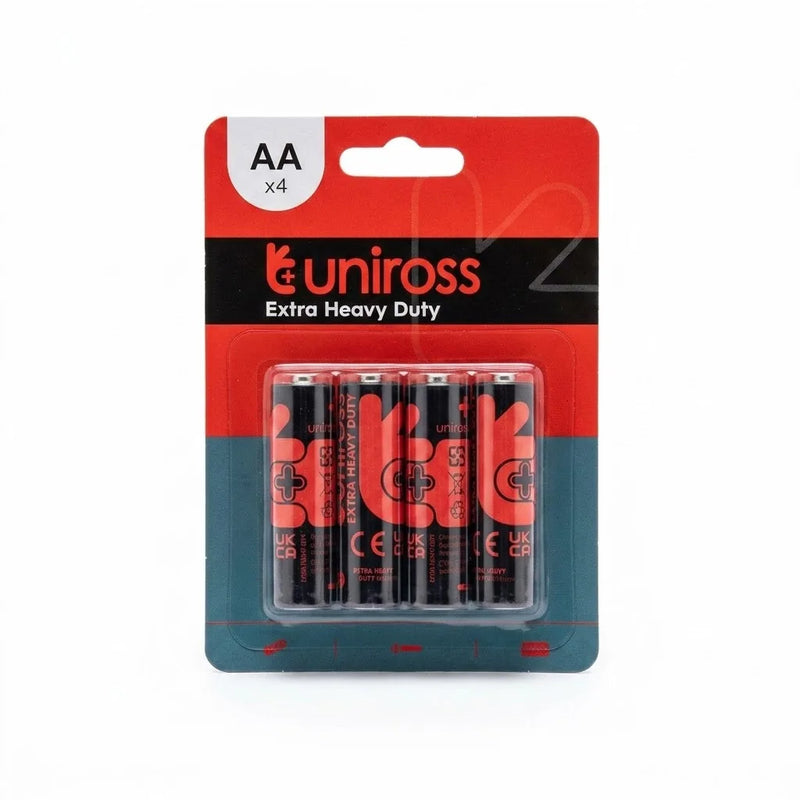 Uniross E x tra Heavy Duty Aa Batteries, Pack Of 4