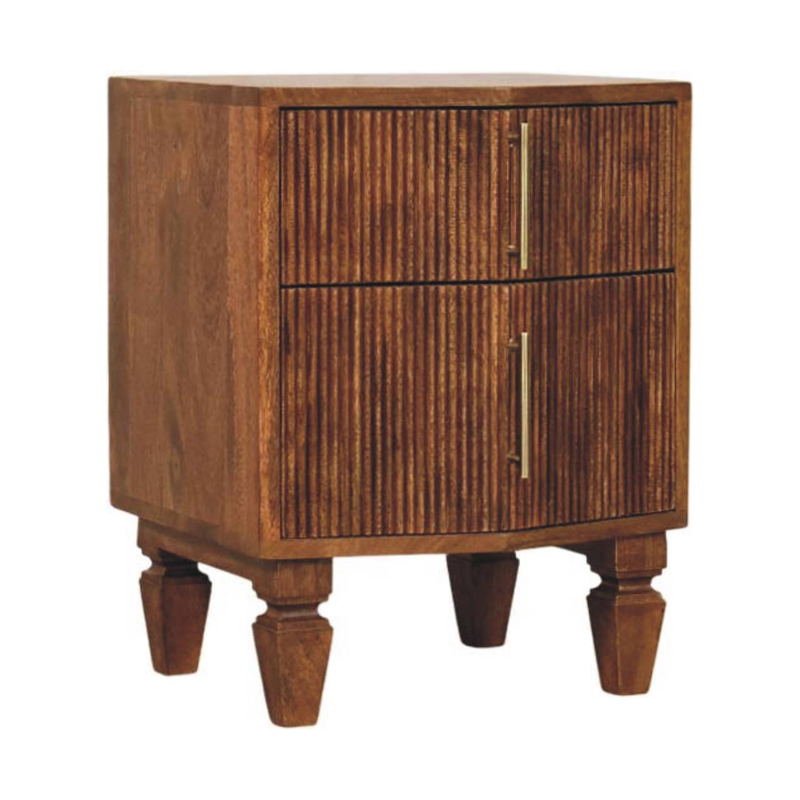 Artisan Furniture Solid Wood Louvre Bedside Unit, 2 Drawers, Brown