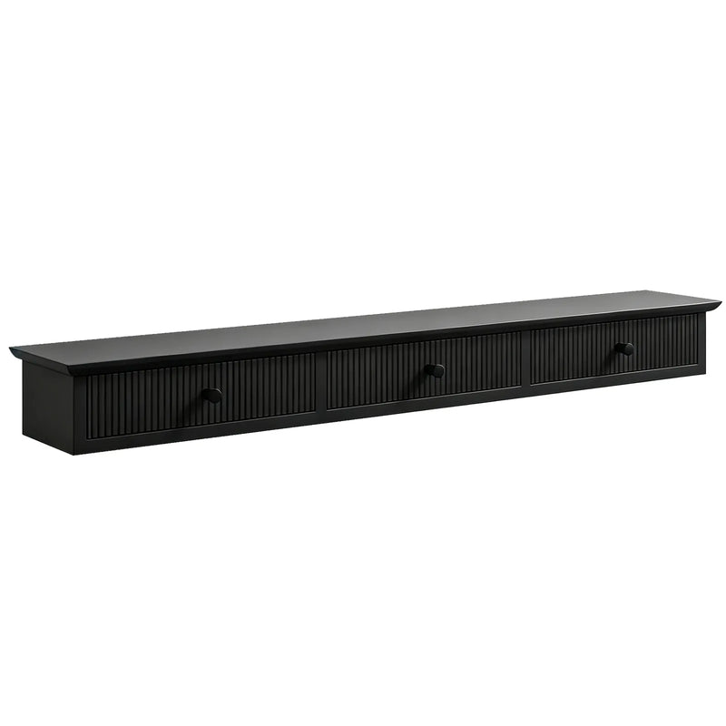 HOMCOM Shelf Wall-Mounted Storage Shelf Shelving Unit MDF 93 x 15 x 10 cm Entryway Kitchen Living Room, Black