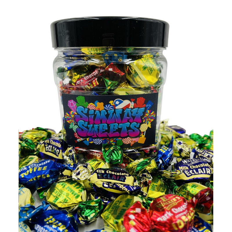 Simway Sweets Jar 665g - Toffees & Eclairs - Individually Wrapped - Approximately 66 Pieces