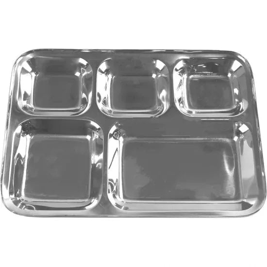 Stainless Steel 5 Compartment Dinner Lunch Tray