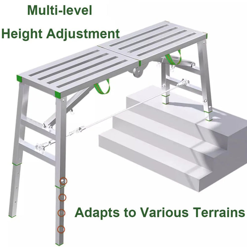Heavy Duty Steel Hop Up Step Ladder Folding Stool Work Bench Platform 1400mm UK