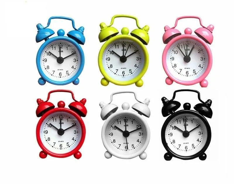 Classic Double Bell Mini Alarm Clock Assorted Colours