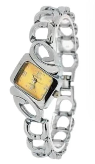 Luisant Ladies Fashion Triangle Yellow Dial Silver Steel Bracelet Strap Watch - CLEARANCE NEEDS RE-BATTERY