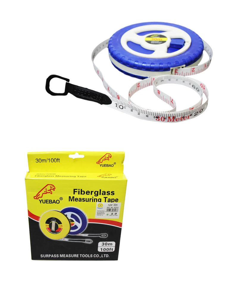 Fiberglass Tape Measure Builders Surveyors Long Reel Roll Measuring Tape 100Ft