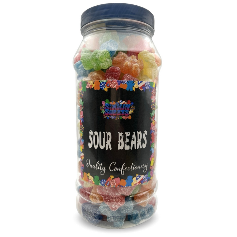 Sour Bears Retro Fizzy Gummy Sweets Gift Jar - 700g