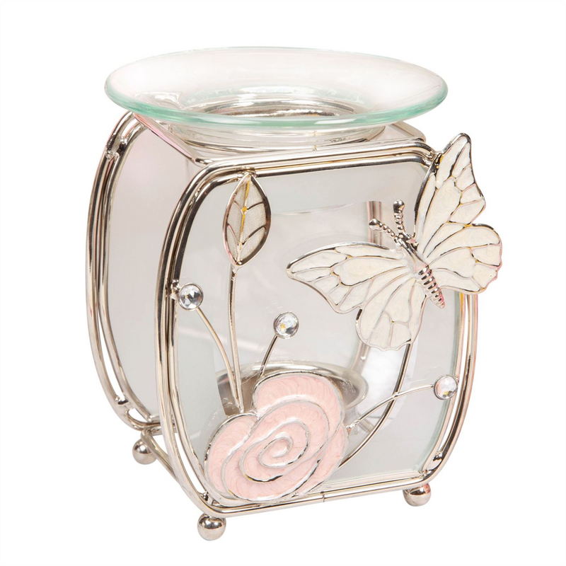 Sophia Glass & Wire Oval Oil Burner with Butterfly
