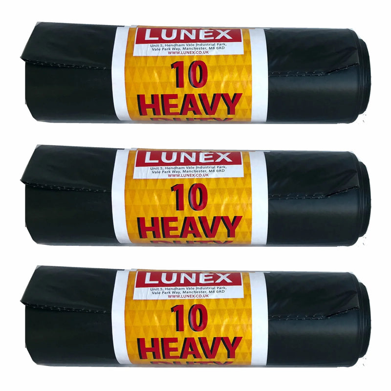 Black Heavy Duty Refuse Sacks Bin Bags Roll Of 10