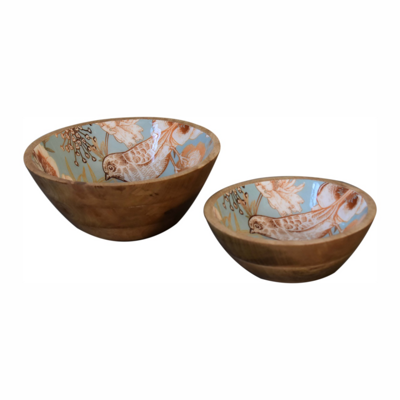 Artisan Furniture Serveware - Floral Bird Bowl Set of 2
