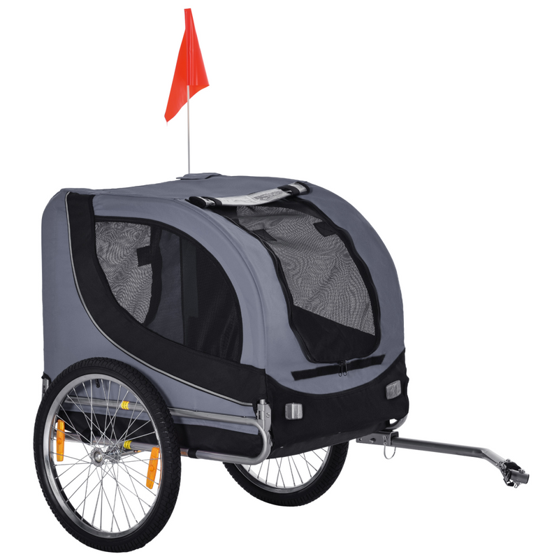 Pet Bicycle Trailer Dog Cat Bike Carrier Water Resistant Travel Steel Grey