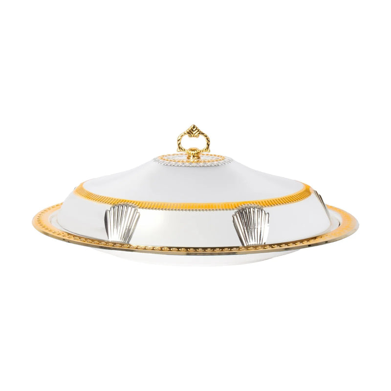 Sq Professional Durane Ornate Party Food Serving Cloche With Tray Silver 58338Lsg Oval