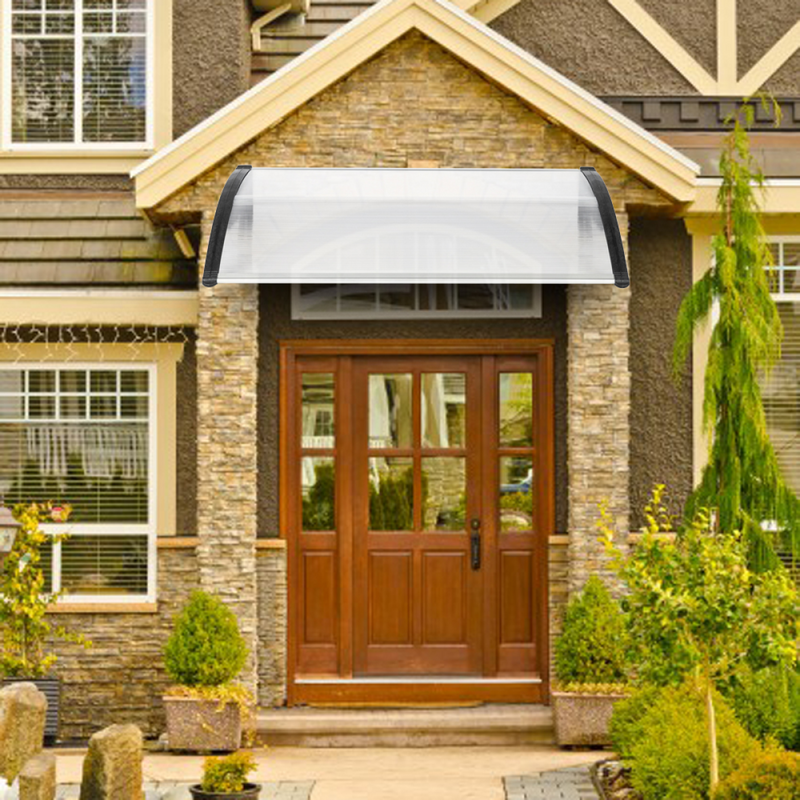 HT-120 x 80 Household Application Door & Window Rain Cover Eaves Canopy White & Black Bracket