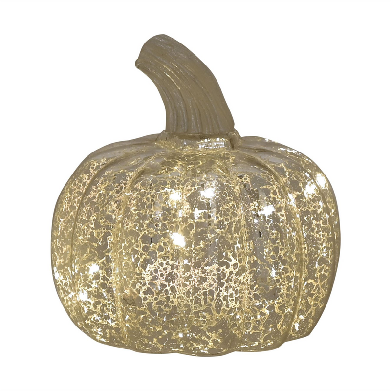 Silver Pumpkin LED Lantern Small
