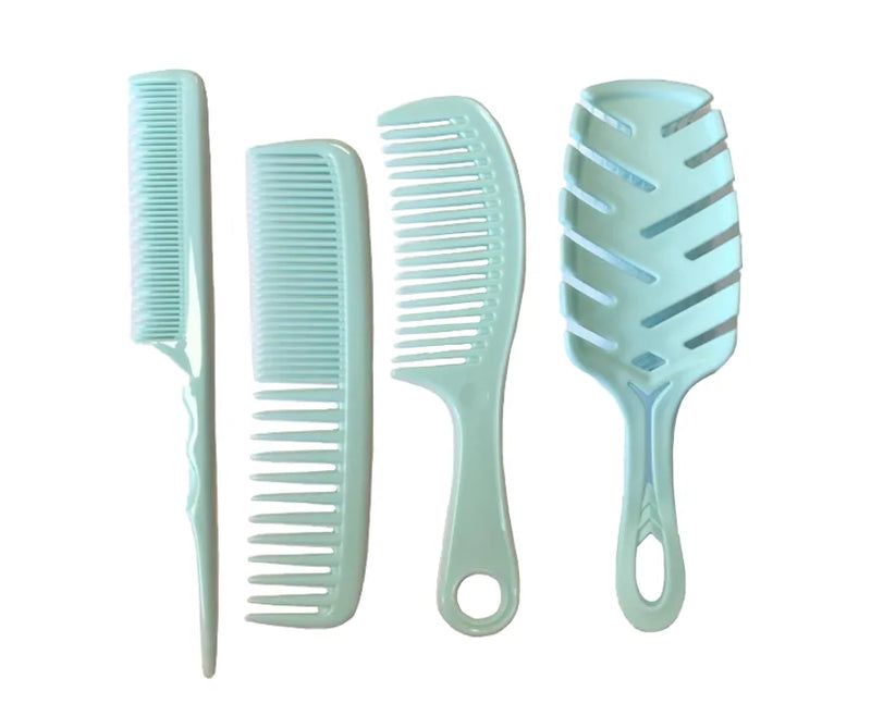 Plastic Hair Brush Comb Set Set Of 4 Assorted Colours