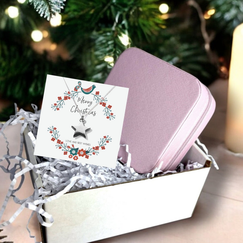 Christmas Star Gift Hamper | Silver Star Necklace & Jewellery Box Gift