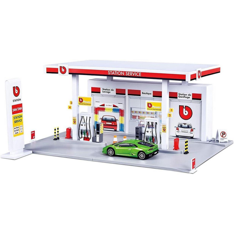 BBurago Street 1:43 Fire Service Filling Station + 1 Vehicle Car