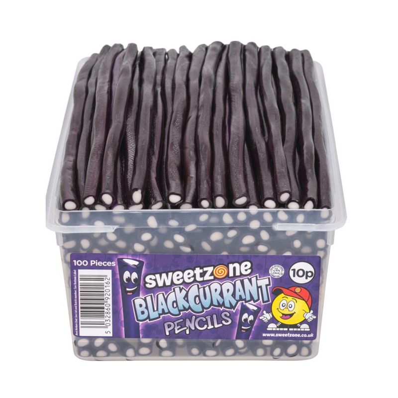 Blackcurrant Pencils Tub 100 x Pieces Sweets