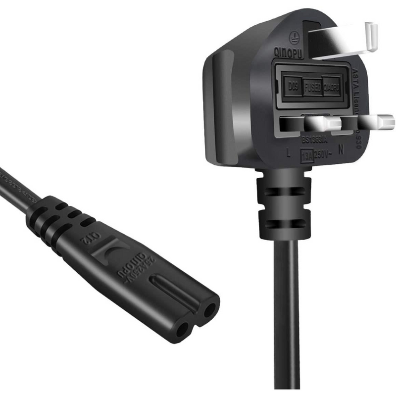 ExtraStar 2 Pin Power Cable UK Plug 1.5m – Black