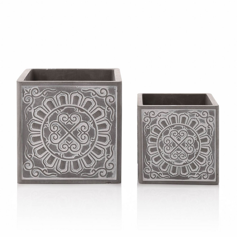Set of 2 Small Square Planters 10.5cm & 14cm