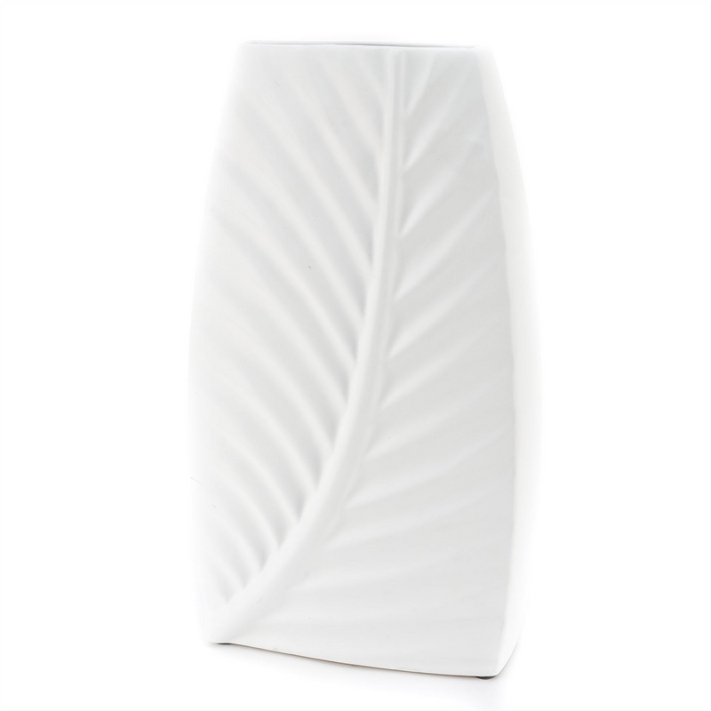 Hestia Matte White Ceramic Leaf Vase 36cm