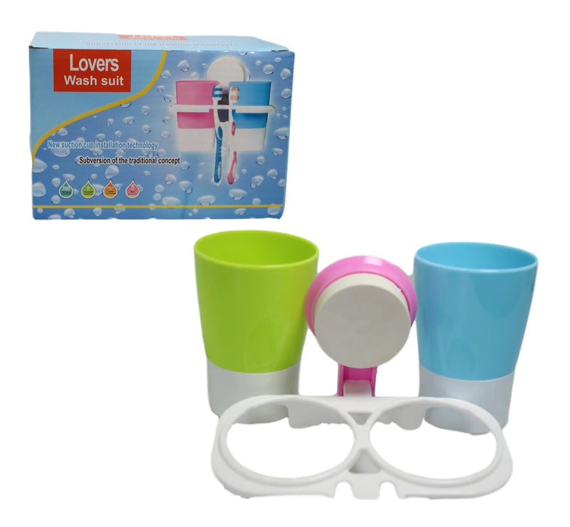 Bathroom Suction Complete Toiletry Care Cup Holder Suction Multi Coloured