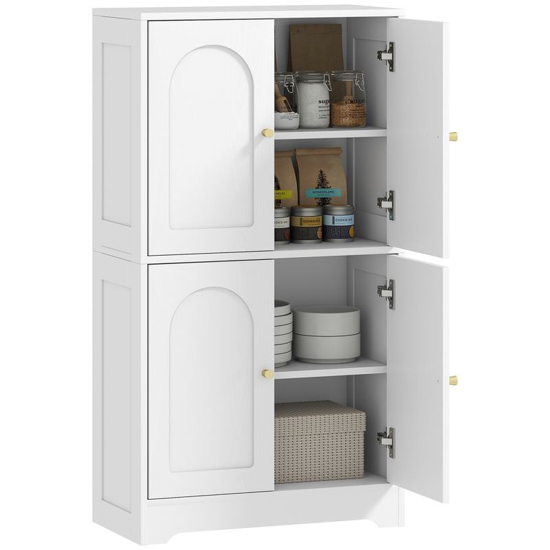 HOMCOM 110cm Kitchen Cupboard with 4 Arched Doors and 2 Adjustable Shelves