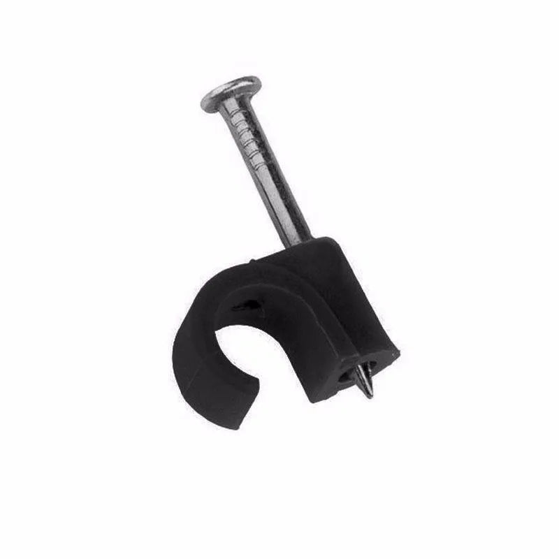 (6+) Cable Clips Round Black Pack Of 40