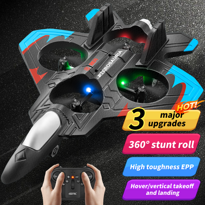 4DRC V32 RC Plane, Foam Remote Control Airplane with Light, 2 Batteries, 6-axis Gyro Stabilize Systems RC Fighter Jet Plane Toys