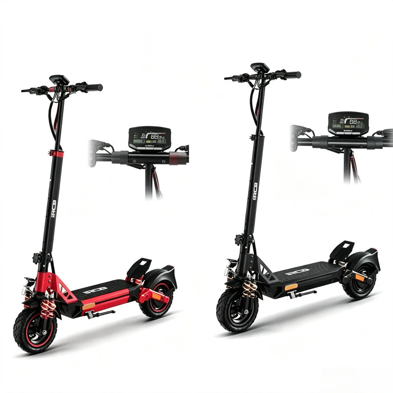 RCB D5 Foldable Electric Scooter, 27Ah,500W Commuter E-Scooter, 25KM/H Speed Limit, Front & Rear Suspension, 10 Inch Tyres
