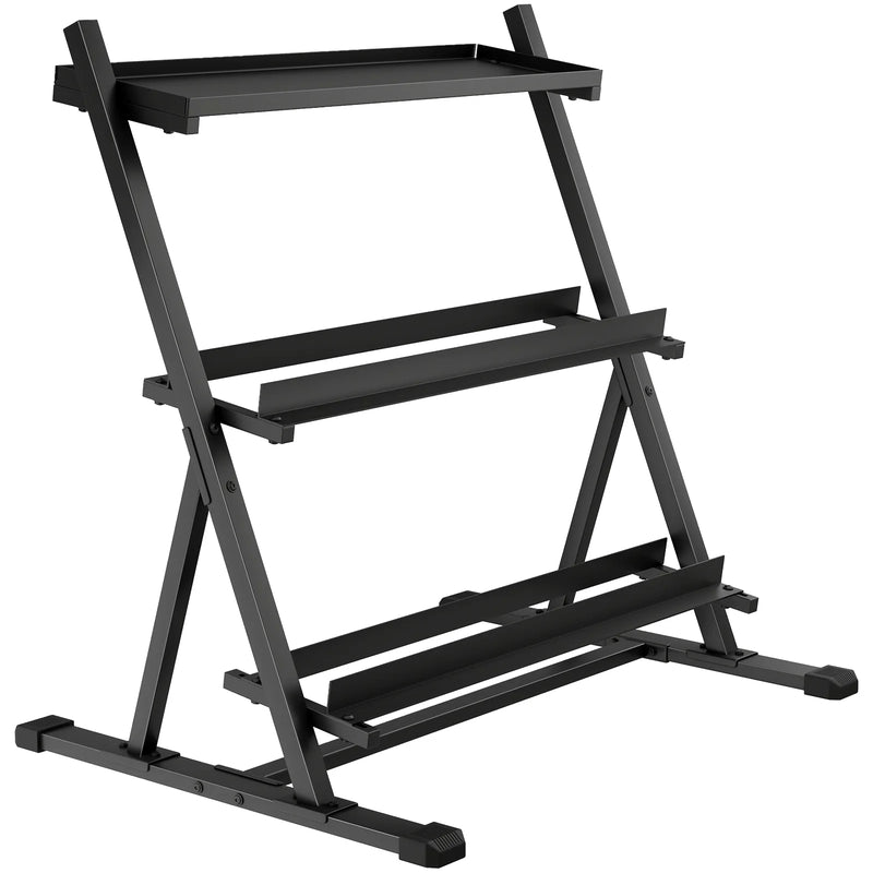 SPORTNOW 3-Tier Adjustable Dumbbell Rack, Heavy-Duty Weight Rack for Dumbbells, Kettlebells and Multiple Balls, Space-Saving Weight Storage Stand for Home Gym, 200 KG Capacity