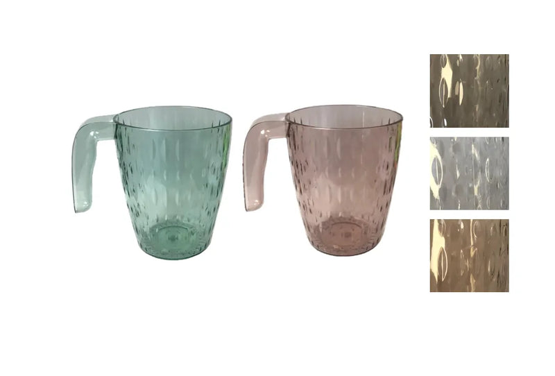 Transparent Plastic Drinking Cup Mug With Handle And Te x tured Pattern Assorted Colours