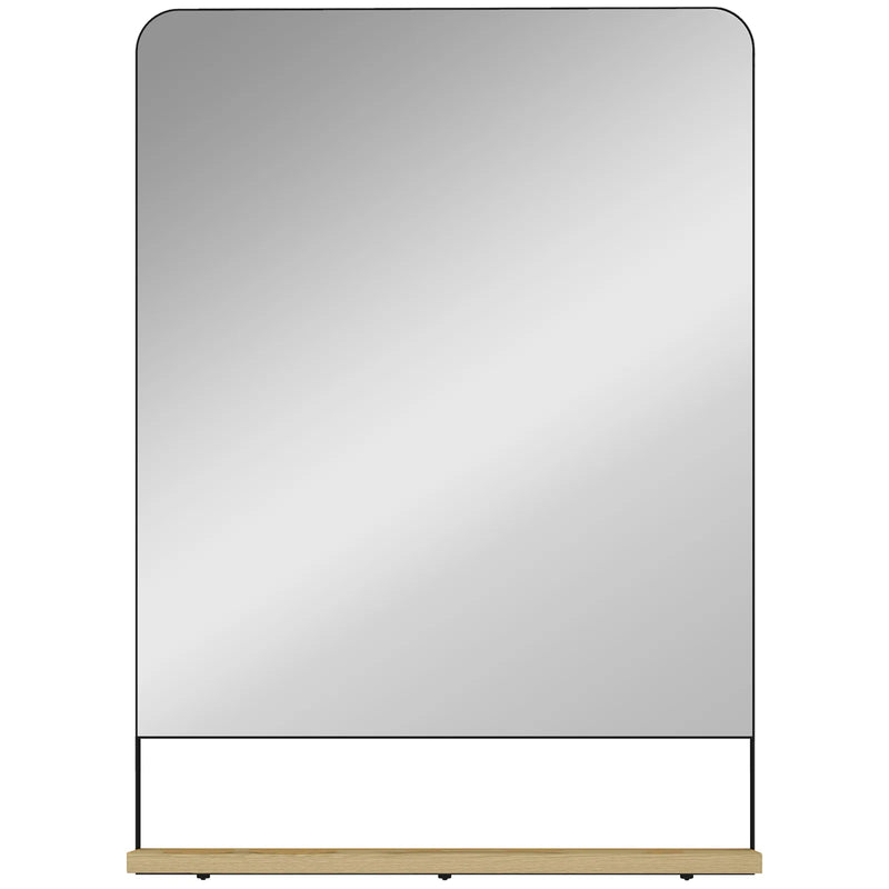 HOMCOM Wall Mirror with Wood Shelf - Black
