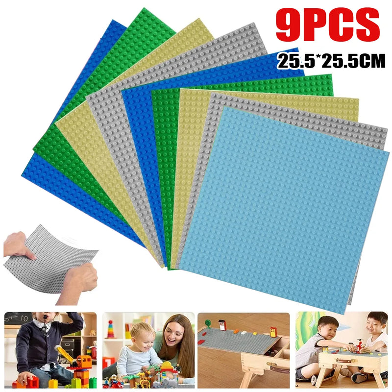 9pcs Lego baseboard, educational accessories, toy baseboard, Lego wall base-Multicolor