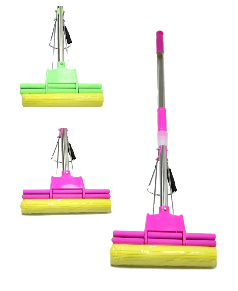 E x pandable Squeeze Yellow Cleaning Sponge Mop Assorted Colours