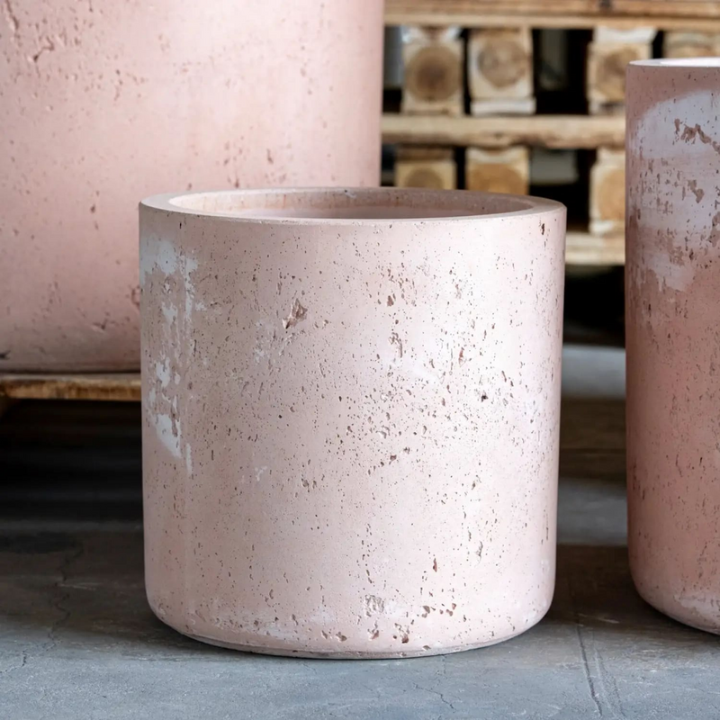 Aurella | Blushstone – 30cm Medium Concrete Cylinder Planter – 13L Round Plant Pot