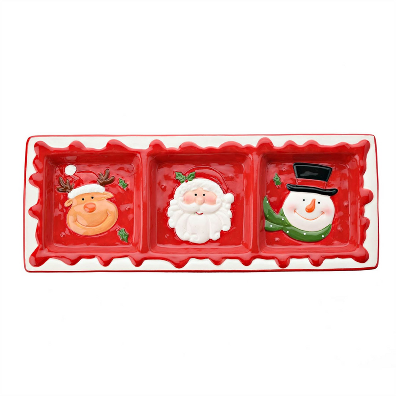 Christmas 3 Section Serving Plate
