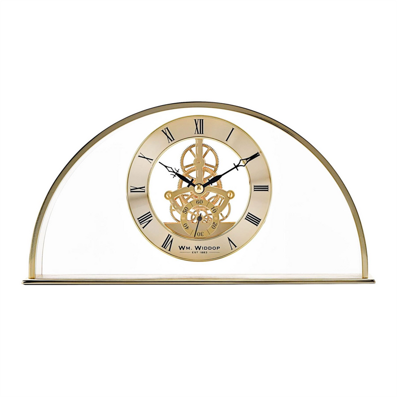 Wm.Widdop Gold Arch Mantel Clock Skeleton Dial Roman