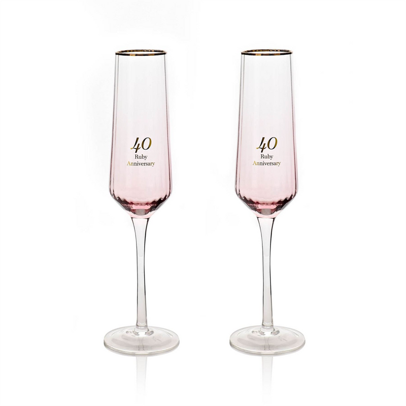 Amore Set of 2 Flute Glasses - 40th Anniversary (MINIMUM ORDER QUANTITY 2)