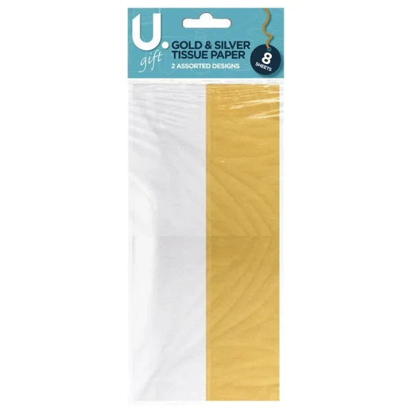 Gold And Silver Tissue Paper 8 Sheets